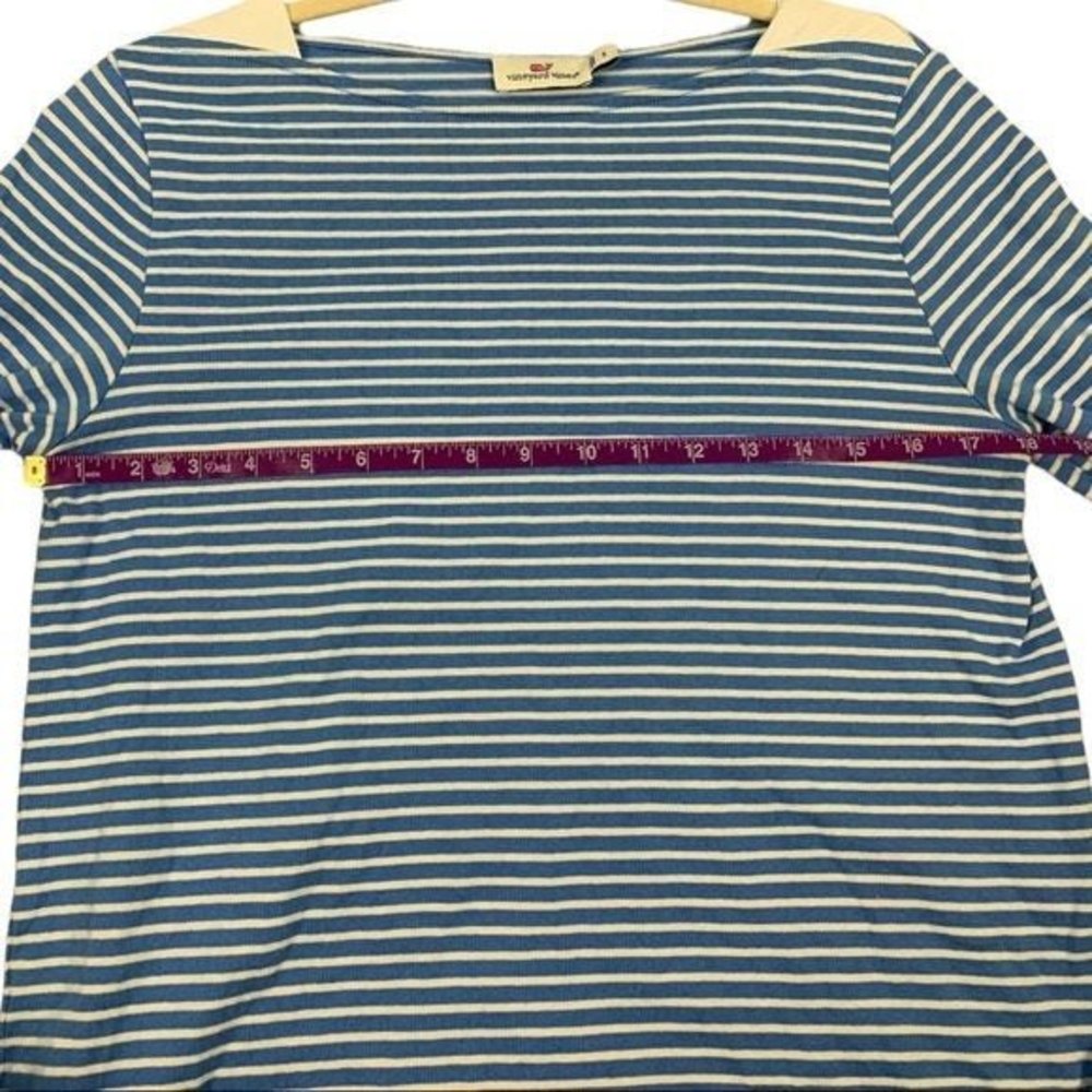 Vineyard Vines Striped Boatneck Oxford Trim Top | Blue & White | Women’s Small - Picture 8 of 9